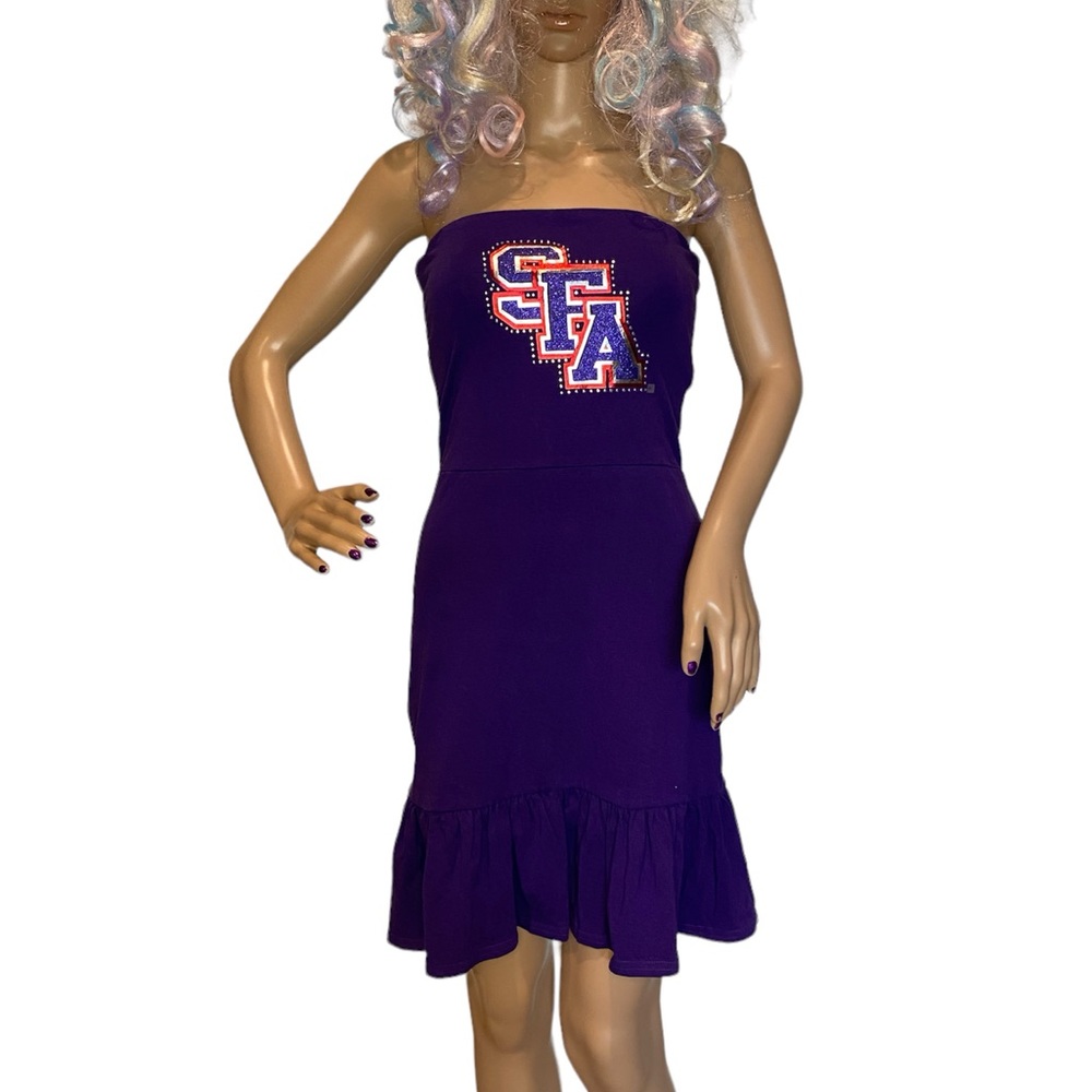 SFA Stephen F. Austin University Sleeveless Ruffle Purple Dress Size Small NWT
